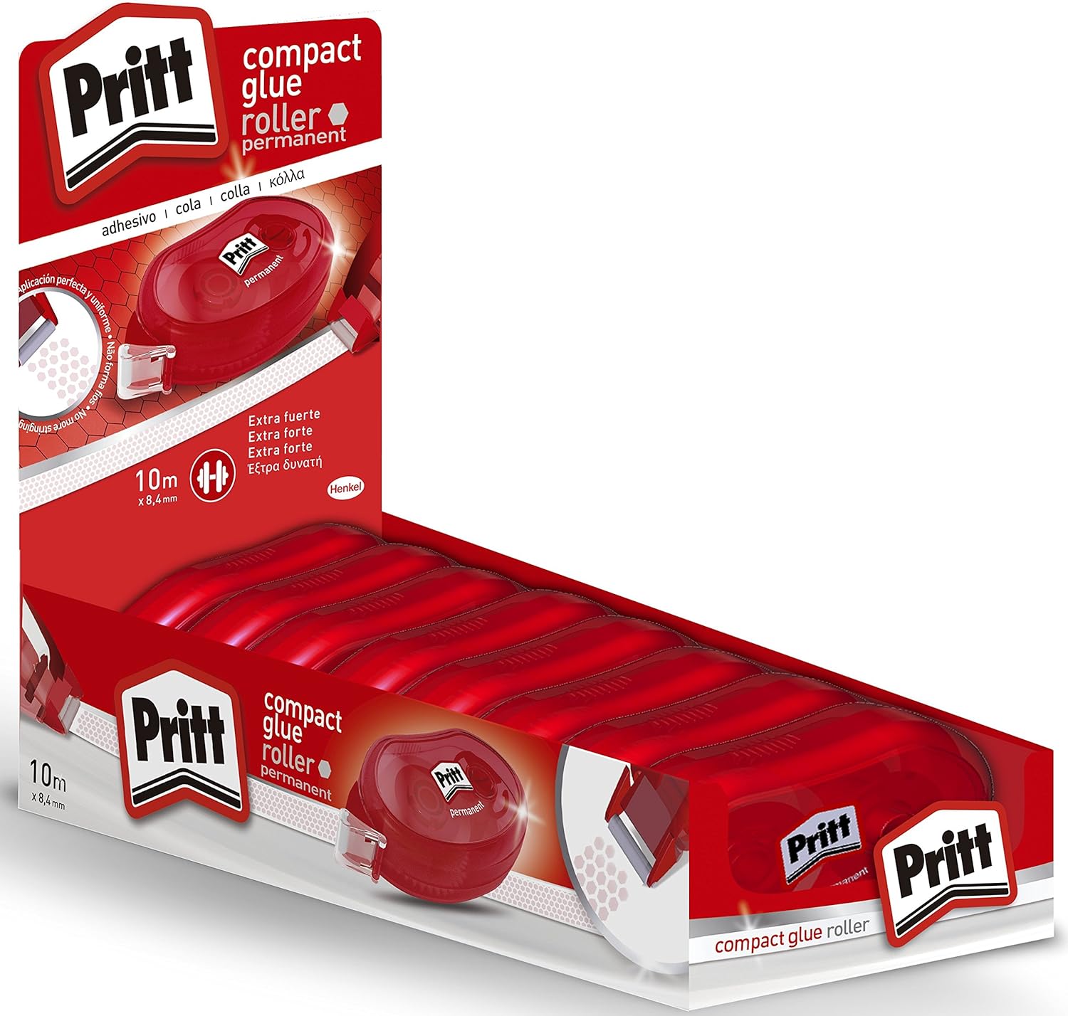 Pritt Compacto Rodillo Encolador Permanente 8.4mm x 10m - Cinta de Calidad - Panal Adhesivo