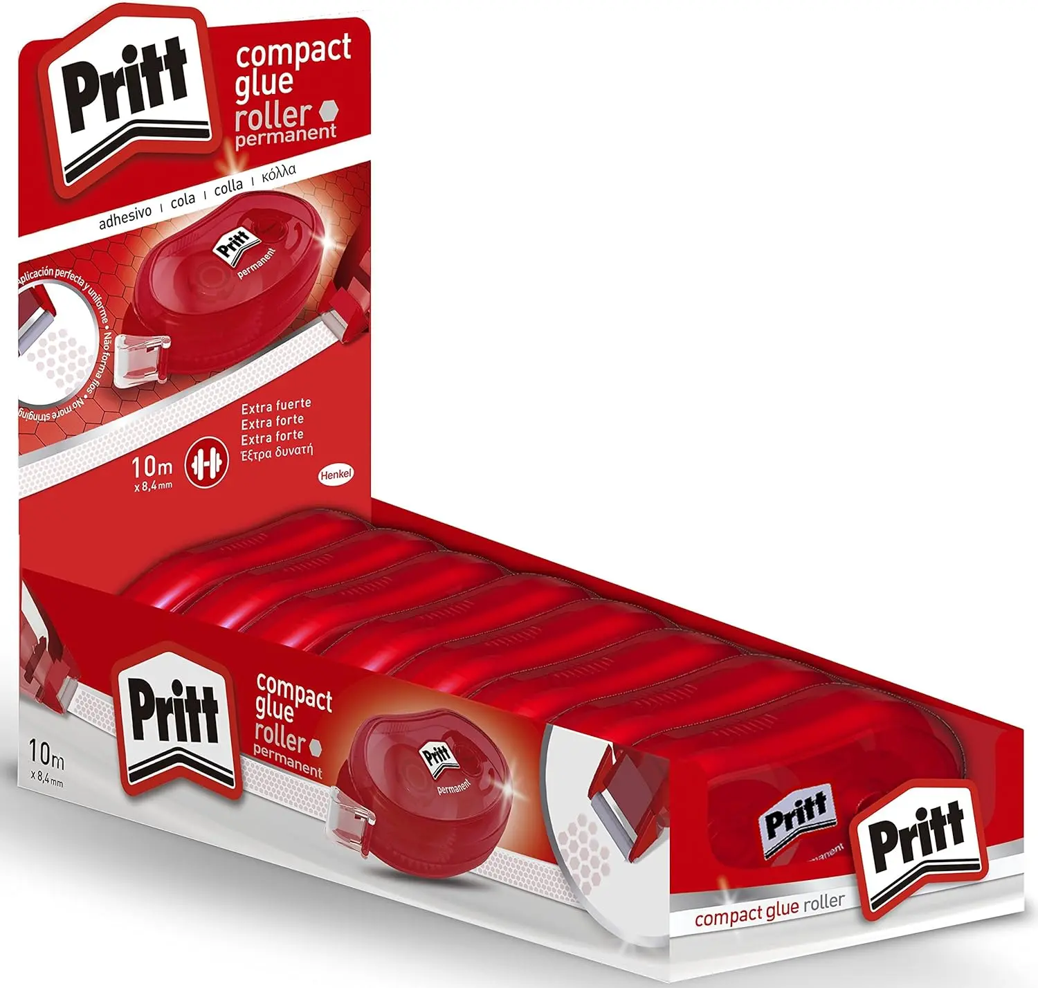 Pritt Compacto Rodillo Encolador Permanente 8.4mm x 10m - Cinta de Calidad - Panal Adhesivo