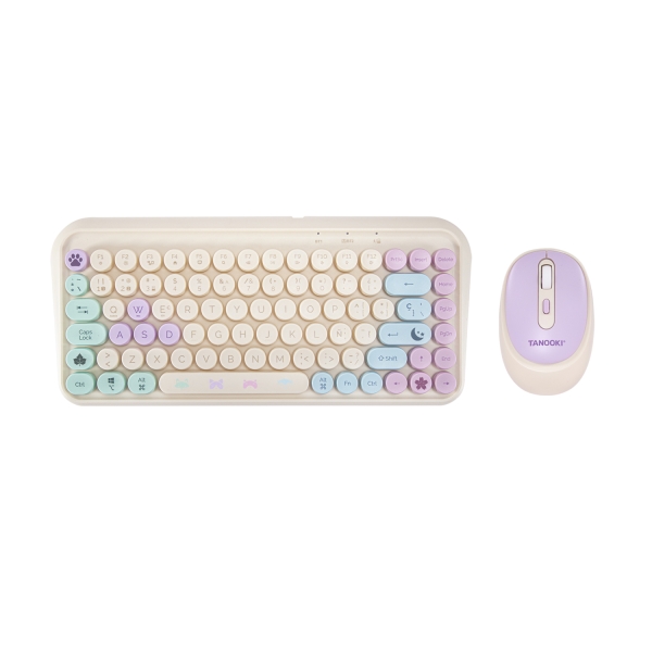 FR-TEC Tanooki Cozy Pack de Teclado Inalambrico Bluetooth y 2.4GHz + Raton Inalambrico Bluetooth y 2