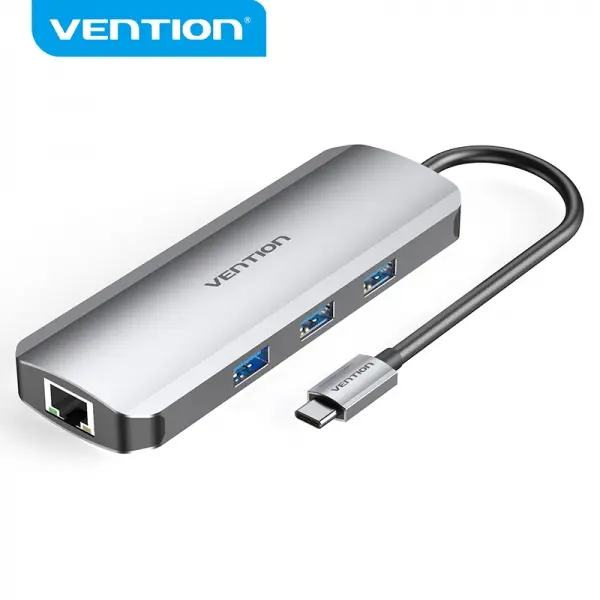 Vention Docking Station 8 en 1 USB-C a HDMI 4K/3xUSB 3.0/Lector SD/MicroSD/RJ45/PD 100W - 0.15m - Co