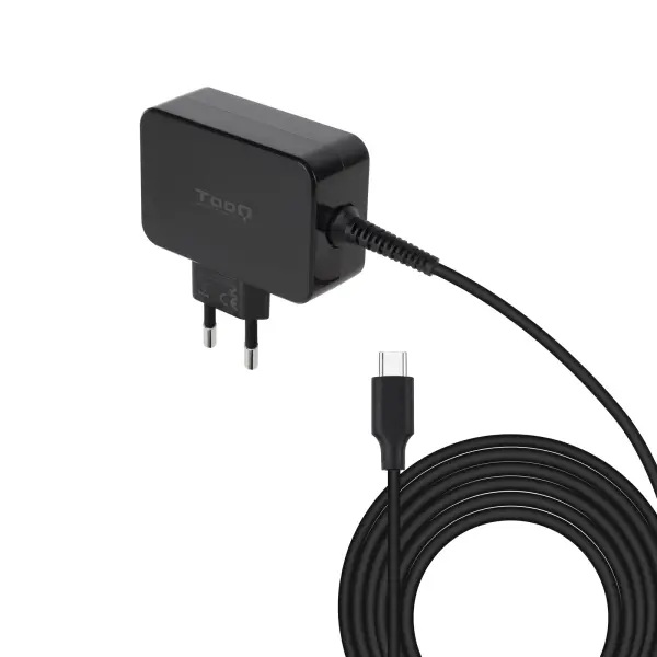 Tooq Cargador de Portatil GaN USB-C/PD 45W - Cable de 1.80m - Color Negro