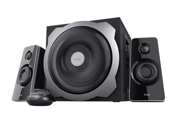 Trust Tytan Juego de Altavoces 2.1 USB 120W - Subwoofer de Madera - Mando a Distancia - Entrada Jack