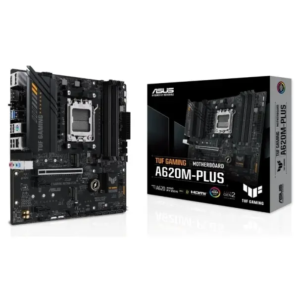 Asus TUF Gaming A620M-PLUS Placa Base AMD PCIe 3.0, 4.0, 4x DDR5, 2x M.2, 4x SATA III, RJ-45, USB-A,