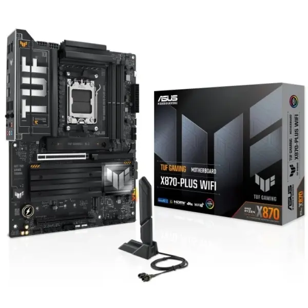 Asus TUF Gaming X870-PLUS WIFI Placa Base AM5 - WiFi, Bluetooth, HDMI, 4x DDR5, 2x SATA III, 4x M.2,