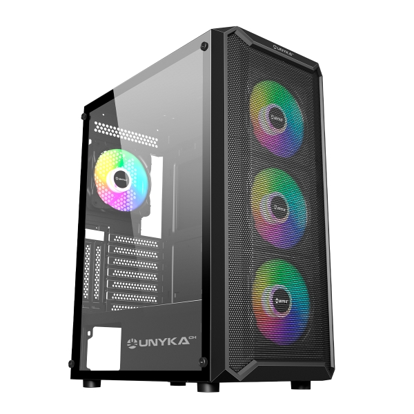 Unykach Armor 3Gen Caja ATX, Micro ATX, ITX - Lateral de Vidrio Templado - USB-A 3.0 y Audio - 4 Ven