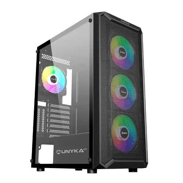 Unykach Armor 3Gen Caja ATX, Micro ATX, ITX - Lateral de Vidrio Templado - USB-A 3.0 y Audio - 4 Ven