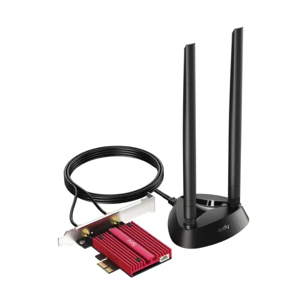 Cudy Adaptador de Red PCIe Tribanda WiFi 7 BE9300 - Bluetooth 5.4 - Disipador Termico - Base de Ante