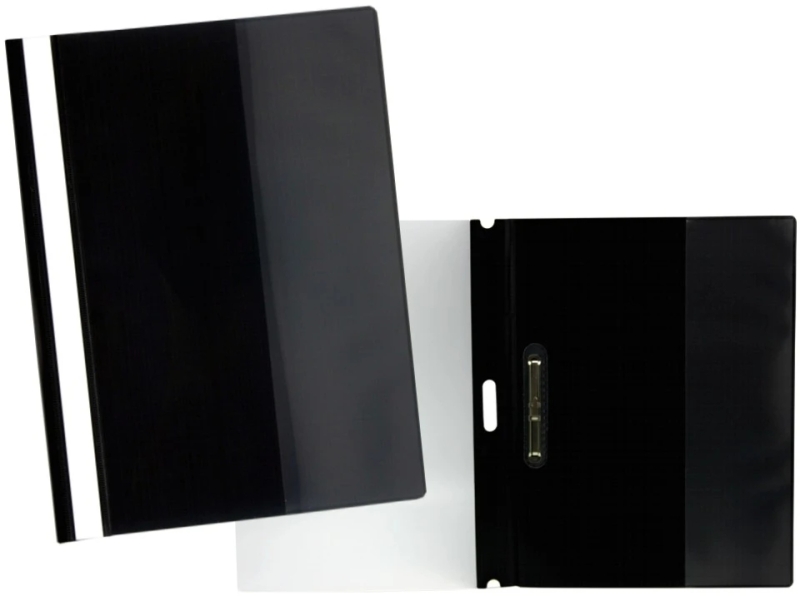 Yes Dossier con Fastener para 30 Hojas A4 - Portada Transparente, Trasera Negro - Fabricado en Polip