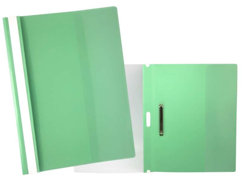 Yes Dossier con Fastener para 30 Hojas A4 - Portada Transparente, Trasera Verde - Fabricado en Polip