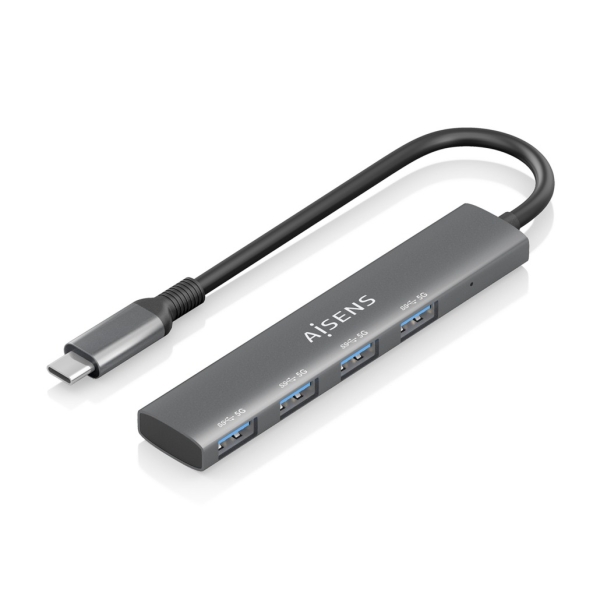 Aisens Hub USB-C Ultra Delgado - 1xUSB3.1 Gen1 + 4xUSB3.0 - Alta Velocidad 5 Gbps - Alimentacion USB