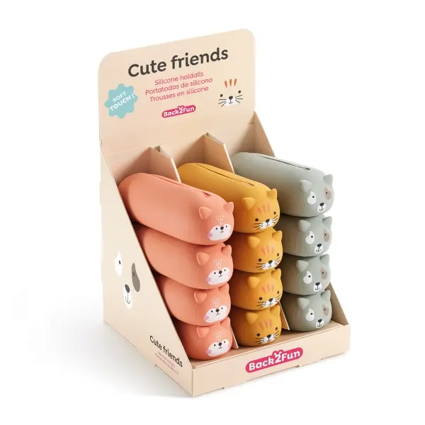 Miquel Rius Back2Fun Animales Cute Expositor con 12 Portatodos de Silicona - 4 de cada Modelo de Ani