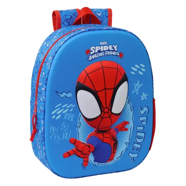 Safta Spidey Mochila Guarderia 3D - Asa de Mano - Compartimento Principal con Cremallera - 22x27x10c