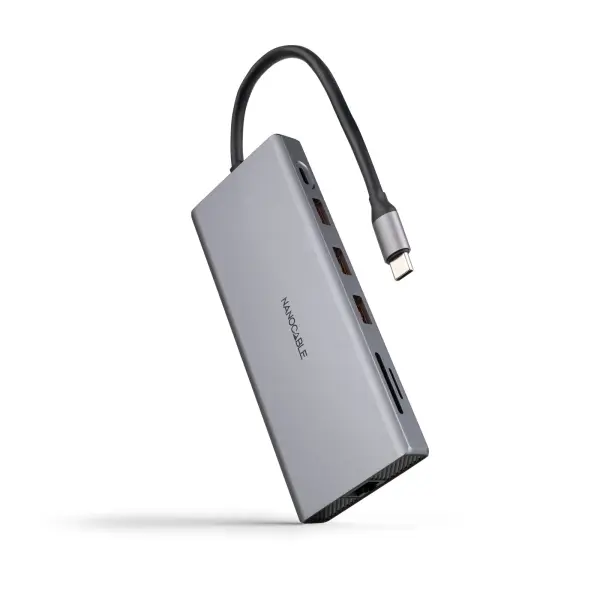 Nanocable HUB USB-C 12 en 1 - Conversor USB-C 3.1 a 3 x USB-A 3.2 + 3 x USB-C 3.2 + USB-C PD 100W + 