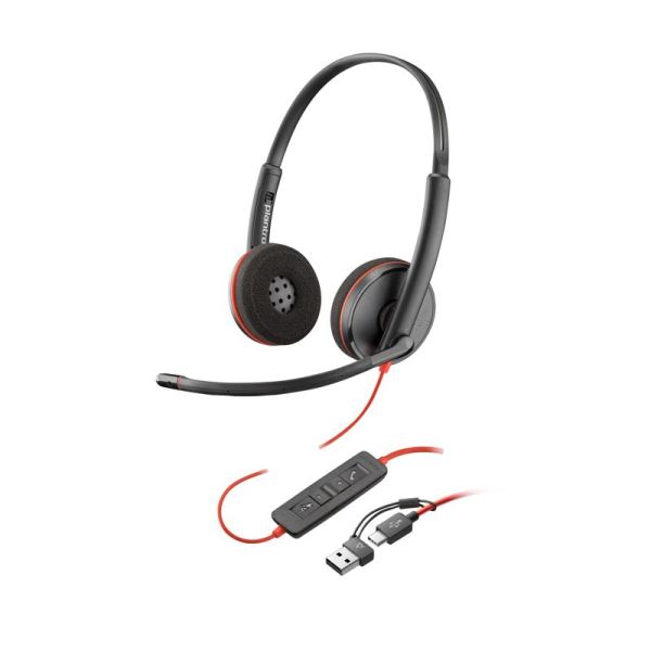 Plantronics/Poly Blackwire 3220 USB-C Auriculares con Microfono - Almohadillas Acolchadas - Controle