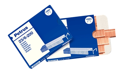 Petrus Grapas 23/6-200 Cobreadas - Hasta 20 Hojas - Caja de 1000 Grapas - Patilla de 6mm