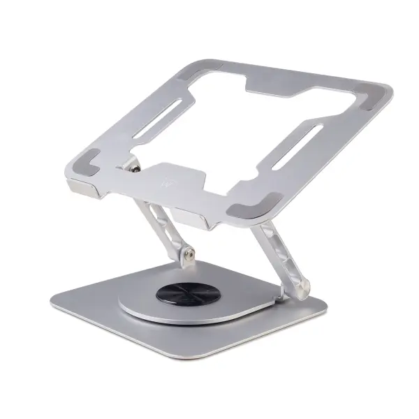 Ewent Soporte de Sobremesa para Portatil - Aluminio - Rotacion 360 - Ajustable - Base Antideslizante