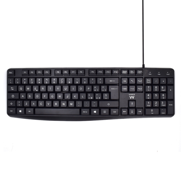Ewent Teclado con Cable USB - Disposicion Italiana QWERTY IT - Cable de 1.35m - Teclas de Bajo Perfi