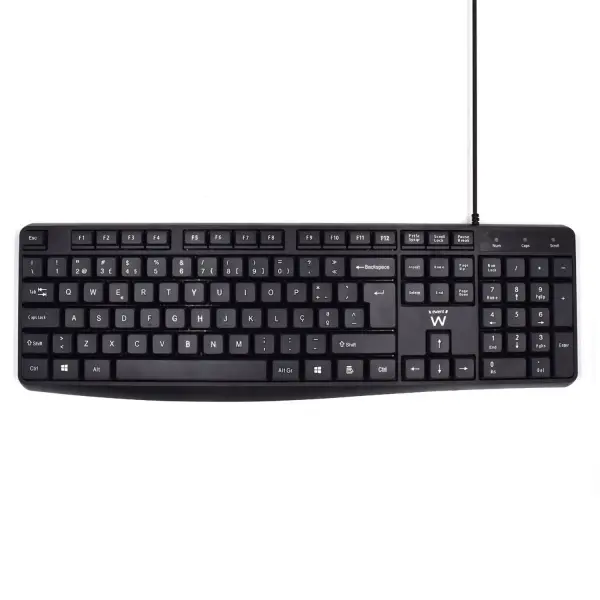 Ewent Teclado con Cable USB - Disposicion Portuguesa QWERTY PT - Cable de 1.35m - Teclas de Bajo Per