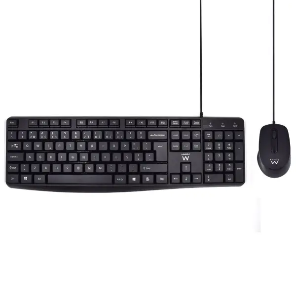 Ewent Pack Teclado + Raton para Oficina - Teclas Silenciosas de Perfil Bajo - 1000dpi - Disposicion 