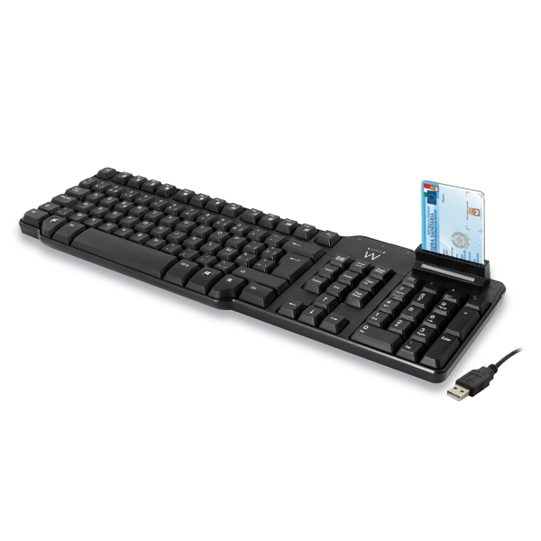 Ewent Teclado con Cable USB - Lector de Tarjetas Inteligentes - Cable de 1.5m - Disposicion Italiana