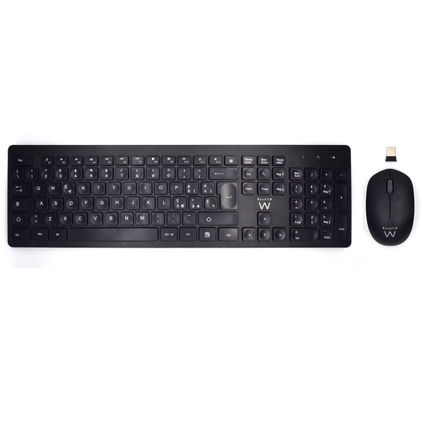 Ewent Pack Teclado + Raton Inalambricos - Receptor USB-A 2.4Hz - 1000dpi - Disposicion Italiana QWER