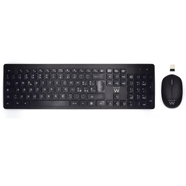 Ewent Pack Teclado + Raton Inalambricos - Receptor USB-A 2.4Hz - 1000dpi - Disposicion Italiana QWER
