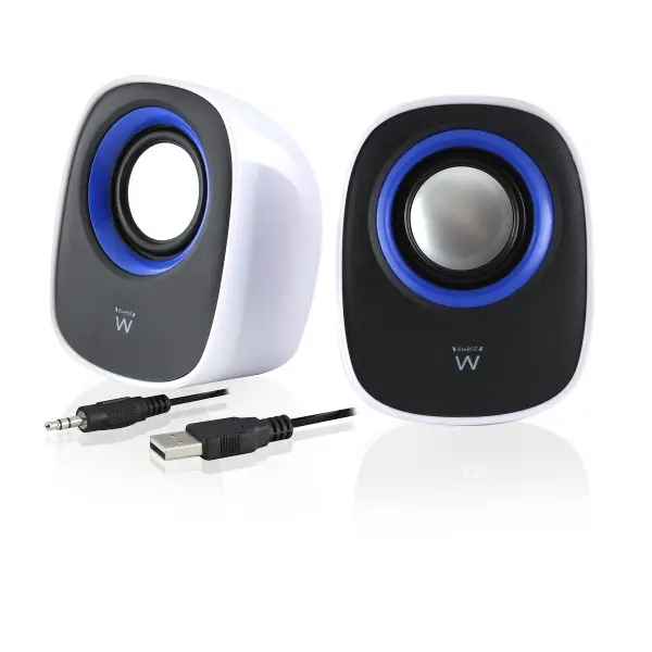 Ewent Altavoces Estereos de Sobremesa - Alimentacion USB - Control de Volumen - Jack de 3.5mm - Colo