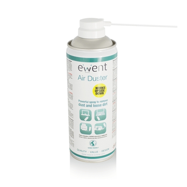 Ewent Spray de Aire Comprimido - Invertible - 220ml - Aplicador para Zonas Dificiles - Color Transpa