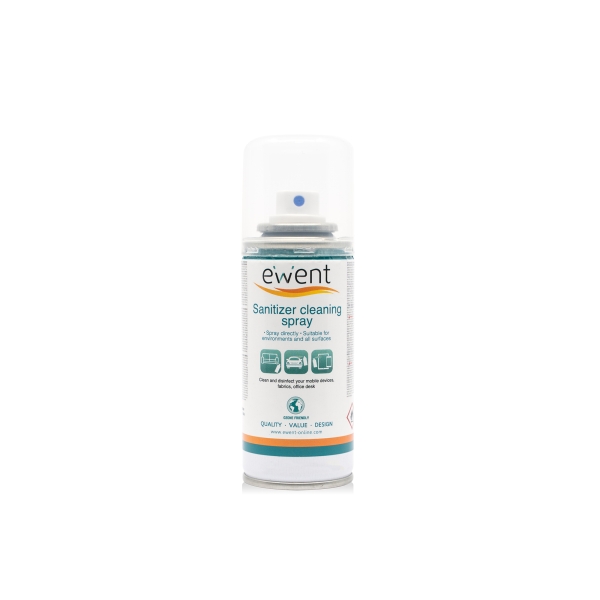 Ewent Spray Desinfectante para Superficies - 100ml - Formula con Detergente - Antiolores - Color Tra