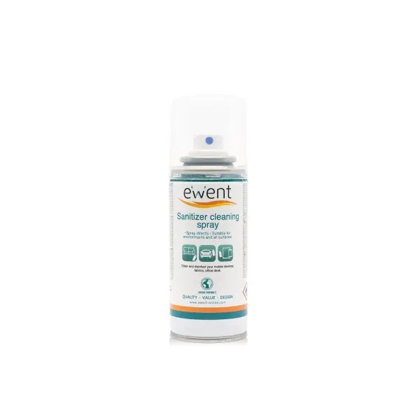 Ewent Spray Desinfectante para Superficies - 100ml - Formula con Detergente - Antiolores - Color Tra
