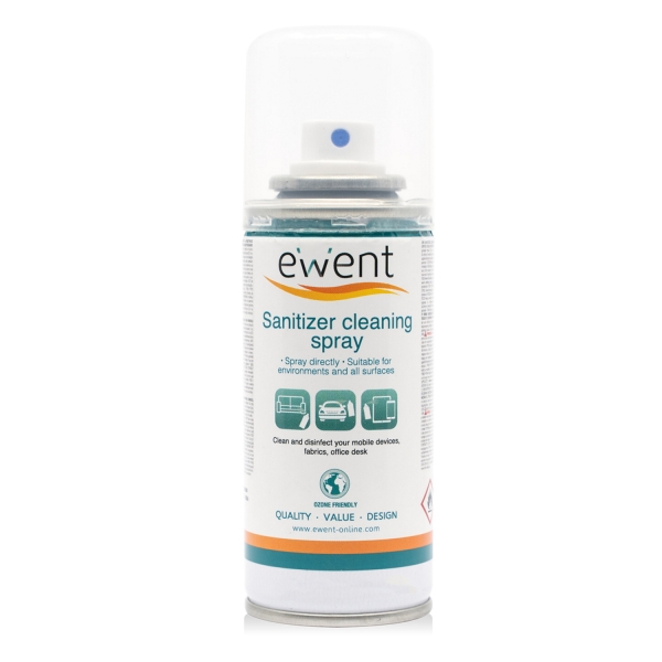 Ewent Spray Desinfectante para Superficies - 400ml - Formula con Detergente - Antiolores - Color Tra