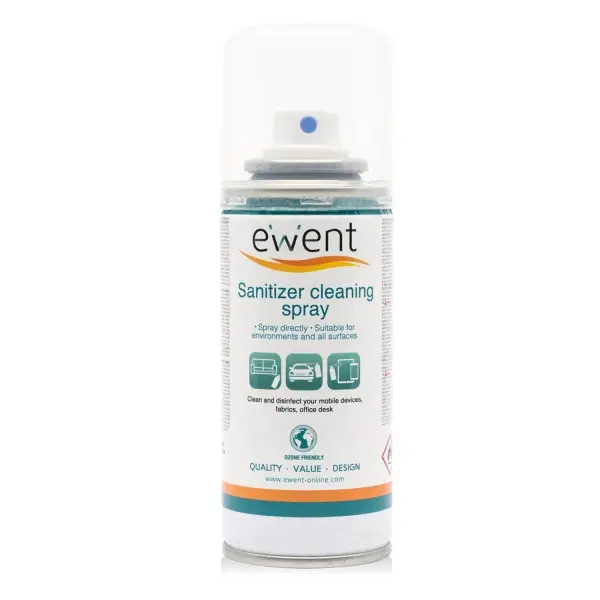 Ewent Spray Desinfectante para Superficies - 400ml - Formula con Detergente - Antiolores - Color Tra