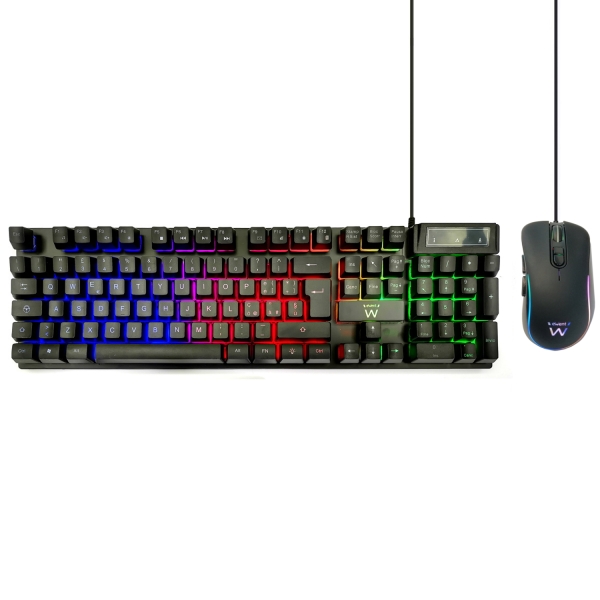 Ewent Pack Teclado + Raton Gaming - Iluminacion RGB - Disposicion Italiana QWERTY IT - 3600dpi - 12 
