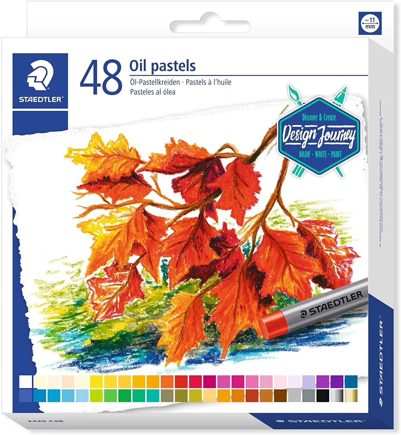 Staedtler Pasteles al Oleo 2420 Pack de 48 Ceras Blandas - Resistencia a la Rotura - Extremadamente 
