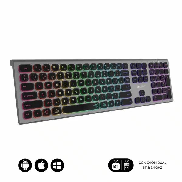 Subblim Teclado Inalambrico Master - Bluetooth y 2.4G - Iluminado - Teclas Ergonomicas de Bajo Perfi