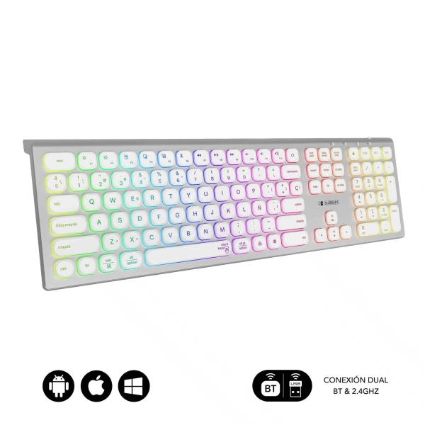 Subblim Teclado Inalambrico Master - Bluetooth y 2.4G - Iluminado - Teclas Ergonomicas de Bajo Perfi