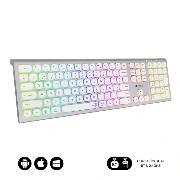Subblim Teclado Inalambrico Master - Bluetooth y 2.4G - Iluminado - Teclas Ergonomicas de Bajo Perfi