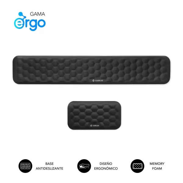 Subblim Pack Ergo Airpadding Reposamuñecas para Teclado y Raton - Espuma Viscoelastica 65D - Tejido