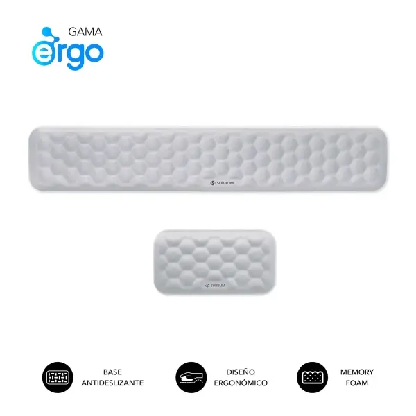 Subblim Pack Ergo Airpadding Reposamuñecas para Teclado y Raton - Espuma Viscoelastica 65D - Tejido