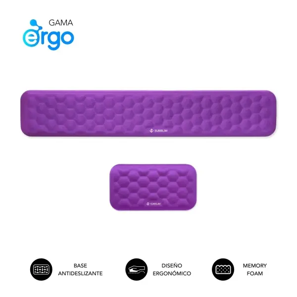 Subblim Pack Ergo Airpadding Reposamuñecas para Teclado y Raton - Espuma Viscoelastica 65D - Tejido