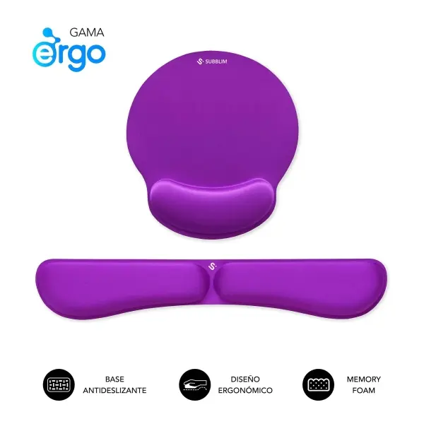 Subblim Pack Ergo MemoryFlex Alfombrilla Ergonomica para Raton y Reposamuñecas Teclado - Espuma Ela