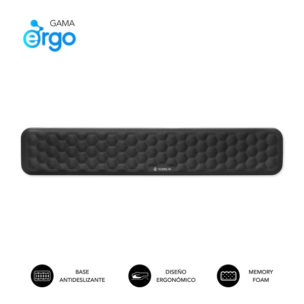 Subblim Ergo Airpadding Reposamuñecas para Teclado - Espuma Viscoelastica 65D - Tejido AirMesh Tran