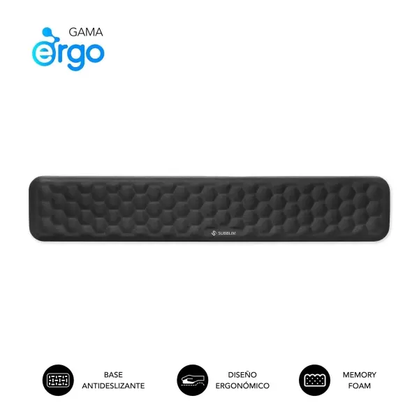 Subblim Ergo Airpadding Reposamuñecas para Teclado - Espuma Viscoelastica 65D - Tejido AirMesh Tran
