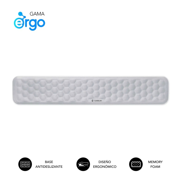 Subblim Ergo Airpadding Reposamuñecas para Teclado - Espuma Viscoelastica 65D - Tejido AirMesh Tran