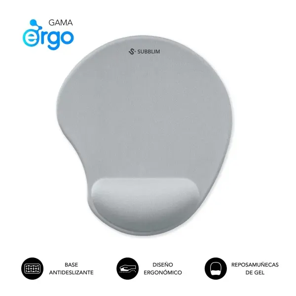 Subblim Ergo Neogel Alfombrilla Ergonomica para Raton - Espuma Elastica - Microtexturizada Impermeab