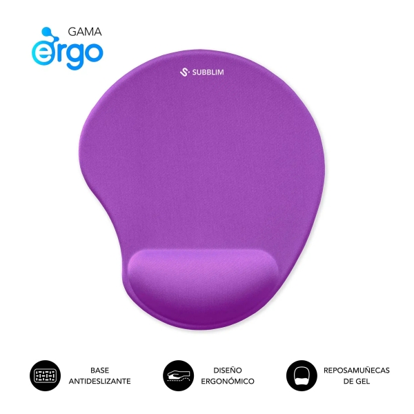Subblim Ergo Neogel Alfombrilla Ergonomica para Raton - Espuma Elastica - Microtexturizada Impermeab