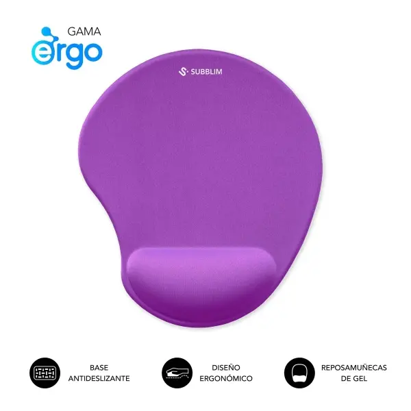 Subblim Ergo Neogel Alfombrilla Ergonomica para Raton - Espuma Elastica - Microtexturizada Impermeab