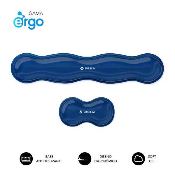 Subblim Pack Ergo Crystal Flex Reposamuñecas para Teclado y Raton - Gel Refrigerante Autoajustable 