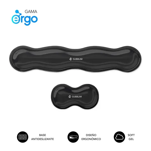 Subblim Pack Ergo Crystal Flex Reposamuñecas para Teclado y Raton - Gel Refrigerante Autoajustable 