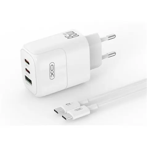 XO XOL139 Cargador Universal de Pared 65W - Carga Rapida - 2x USB-C, 1x USB-A - Cable USB-C - Color 